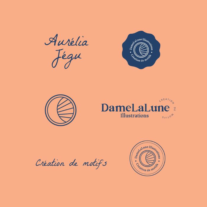 Identité visuelle de DameLaLune Illustrations, Pattern Designer et Illustratrice